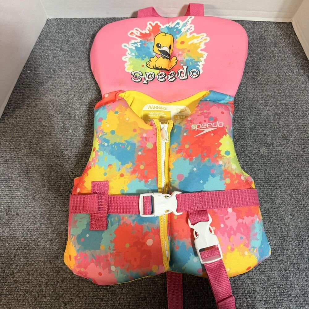 Speedo Infant Life Jacket Swim Vest Under 30 Lbs Type II PFD USCG Approved Pink